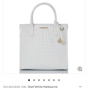 Brahmin Caroline white shell Melbourne white metallic shoulder bag with strap